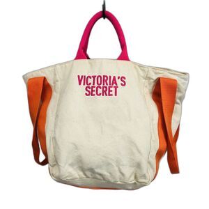 Victoria's Secret VS Large Canvas Travel Beach Pool Tote Bag Embroidered Logo